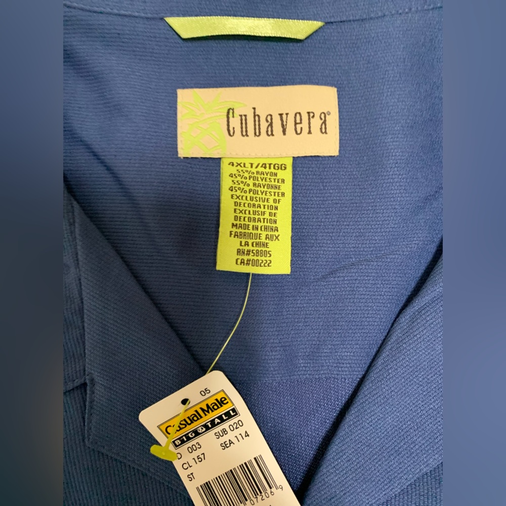 Cubavera NWT button up casual with beautiful design stitched on front 4XLT